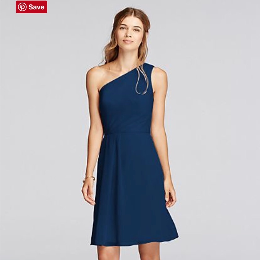 Short One Shoulder Crinkle Chiffon Dress